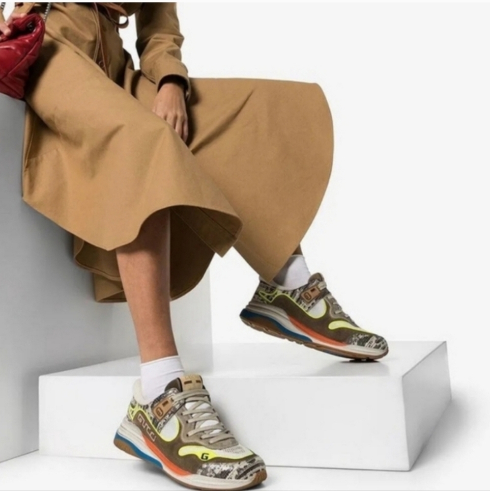 GUCCI ✨️NWT✨️ Ultrapace Womens Rock Tejus Snake, Brown Suede Shoes US 5/UK 34.5